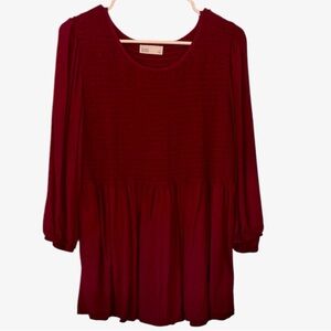 Croft & Barrow - Burgundy Smocked Blouse
